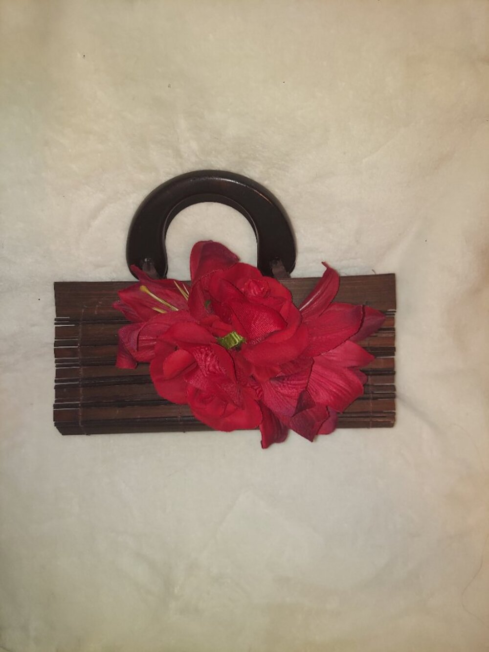 Vintage floral bamboo clutch